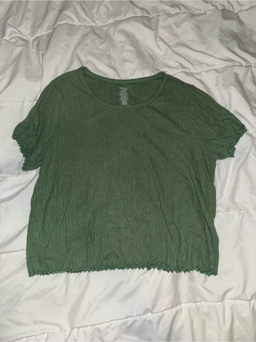 Women's Green Short Sleeve Ribbed Top 💚💚